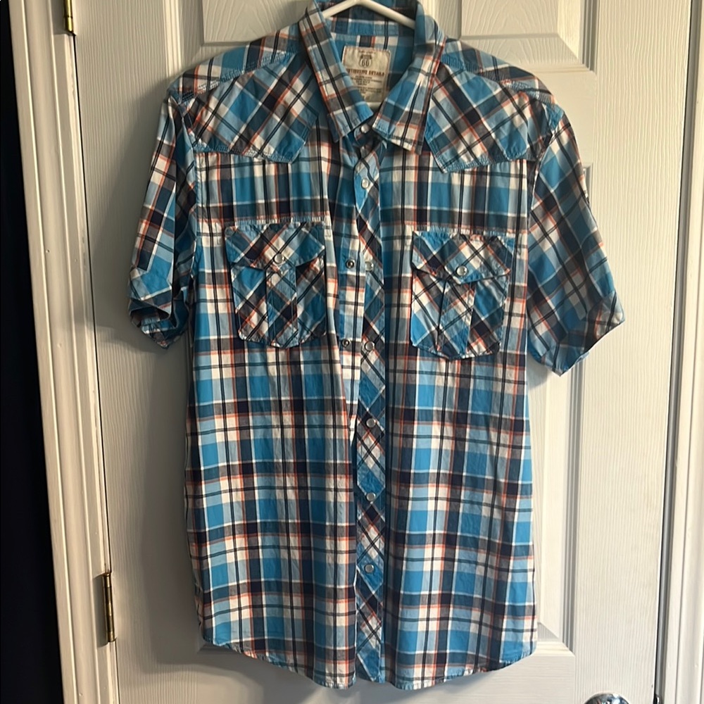 Blue and White Casual Button Down Shirt